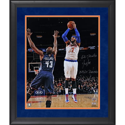 Carmelo Anthony New York Knicks Autographed Fanatics Authentic Framed 16" x 20" 62 Point Performance Photograph with Multiple Inscriptions - Limited Edition of 10