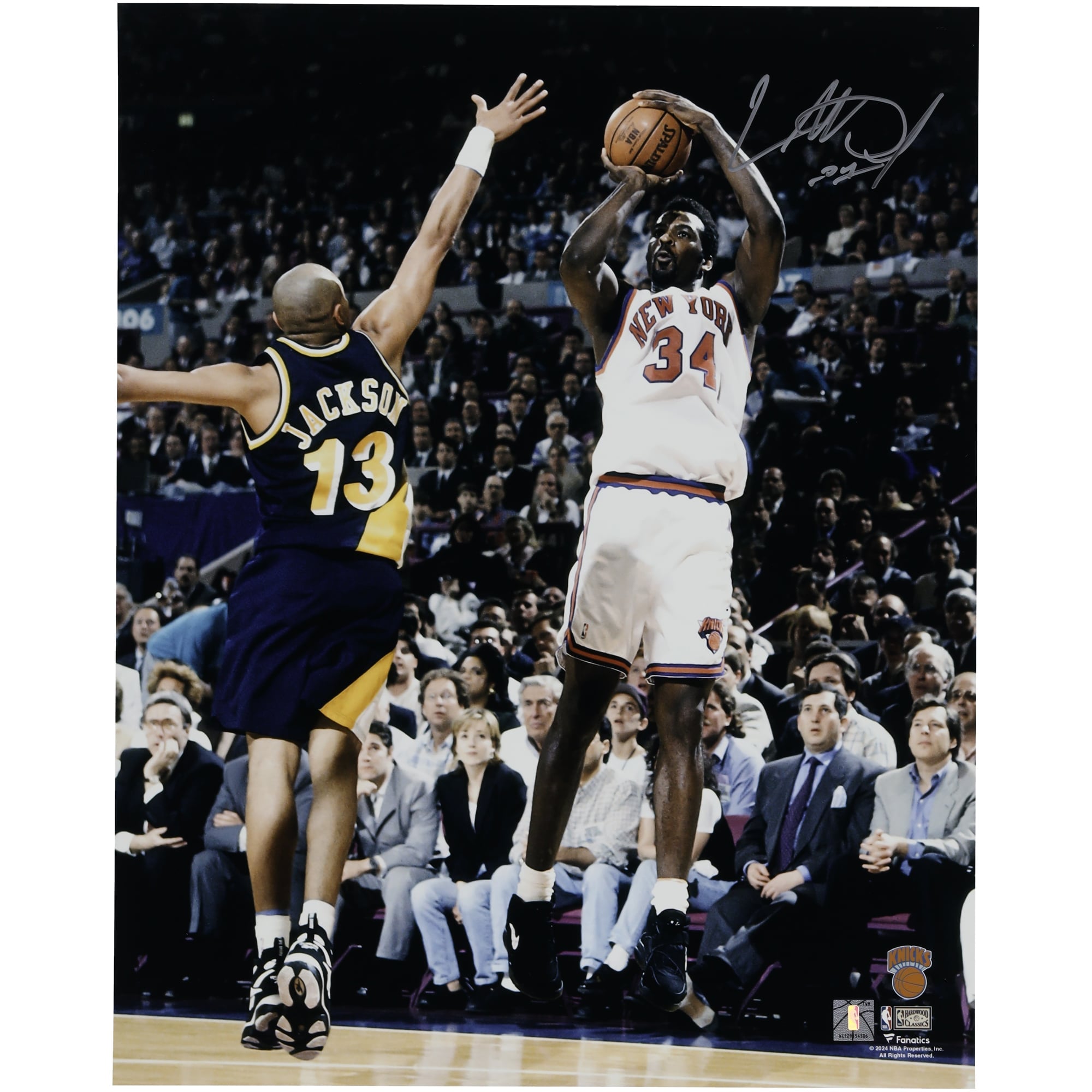 Charles Oakley New York Knicks Autographed 16" x 20" Shooting vs. Indiana Pacers Photograph