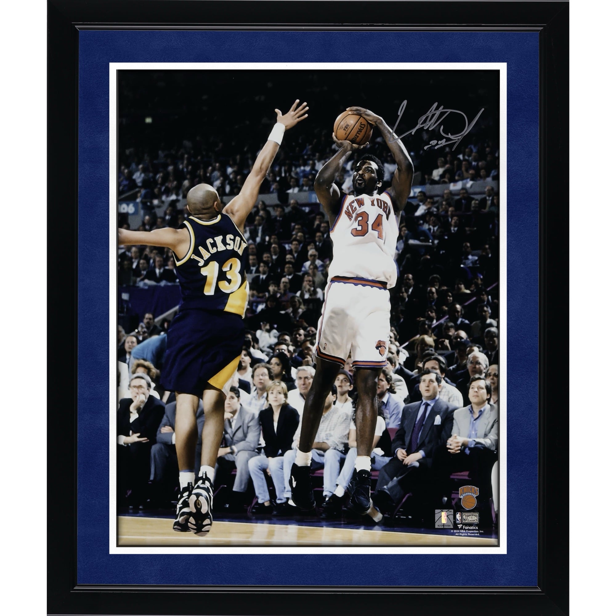 Charles Oakley New York Knicks Autographed 16" x 20" Shooting vs. Indiana Pacers Photograph