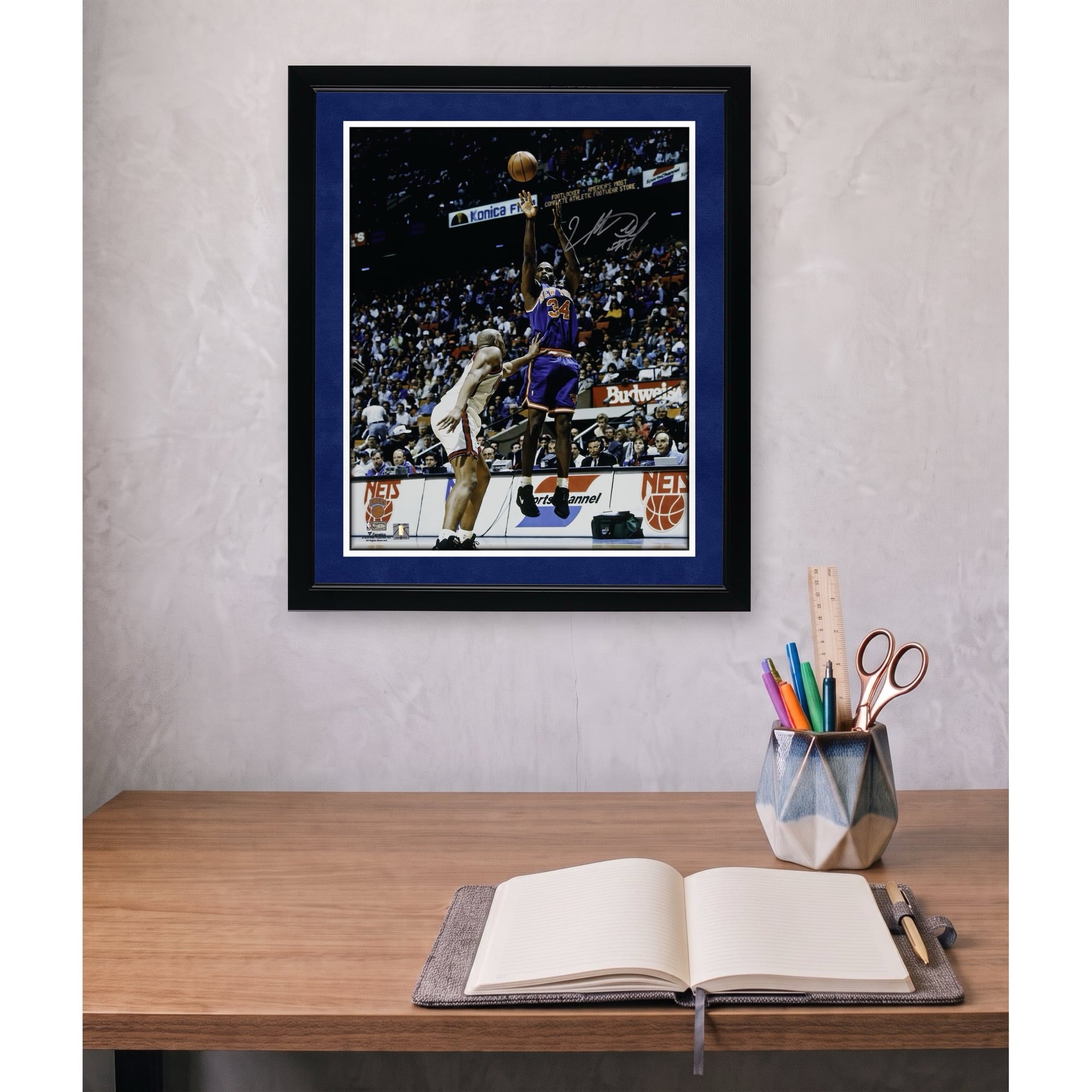 Charles Oakley New York Knicks Autographed 16" x 20" Shooting vs. New Jersey Nets Photograph