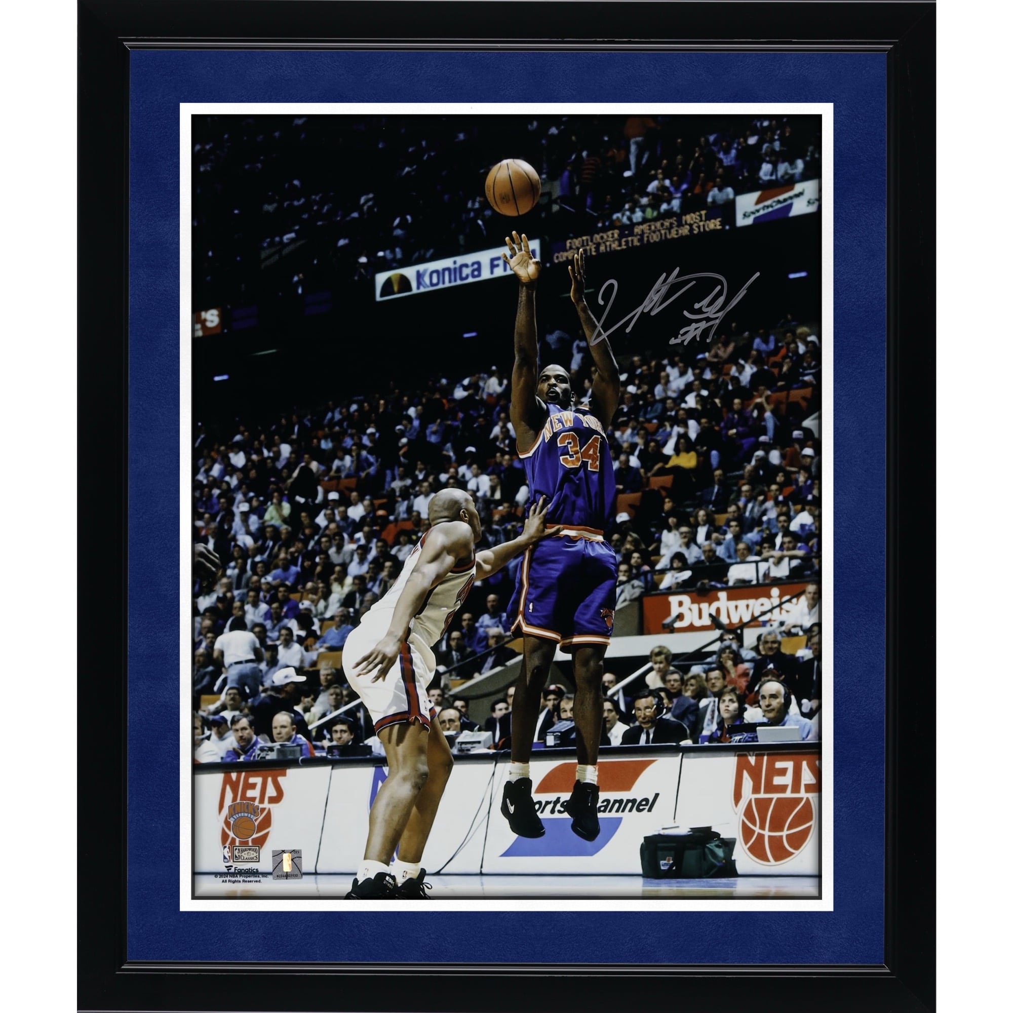 Charles Oakley New York Knicks Autographed 16" x 20" Shooting vs. New Jersey Nets Photograph
