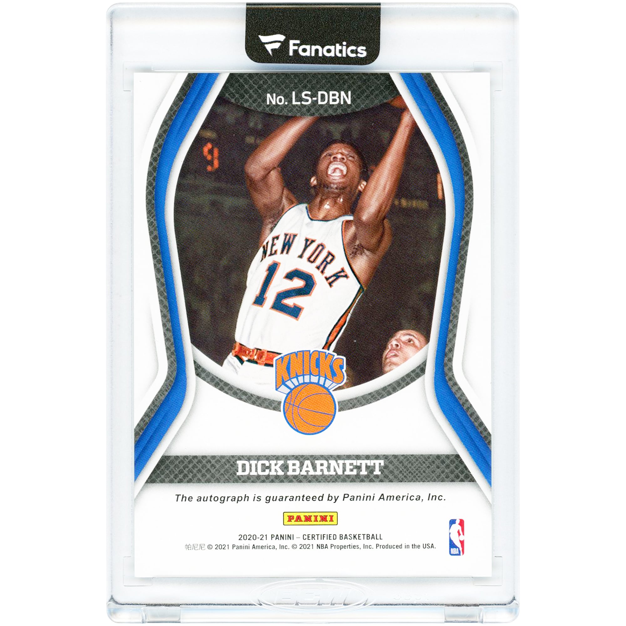 Carte autographiée Dick Barnett des New York Knicks 2020-21 Panini Certified Legendary Signatures #LS-DBN