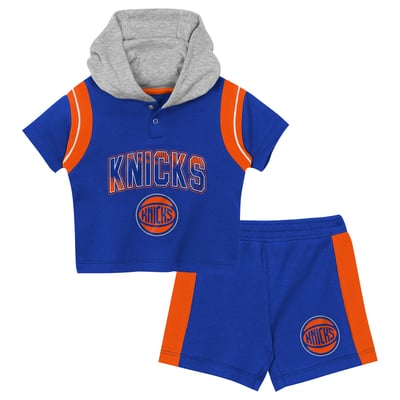 New York Knicks Outerstuff Infant Get Back Short Sleeve Hoodie & Shorts Two-Pack Set - Blue