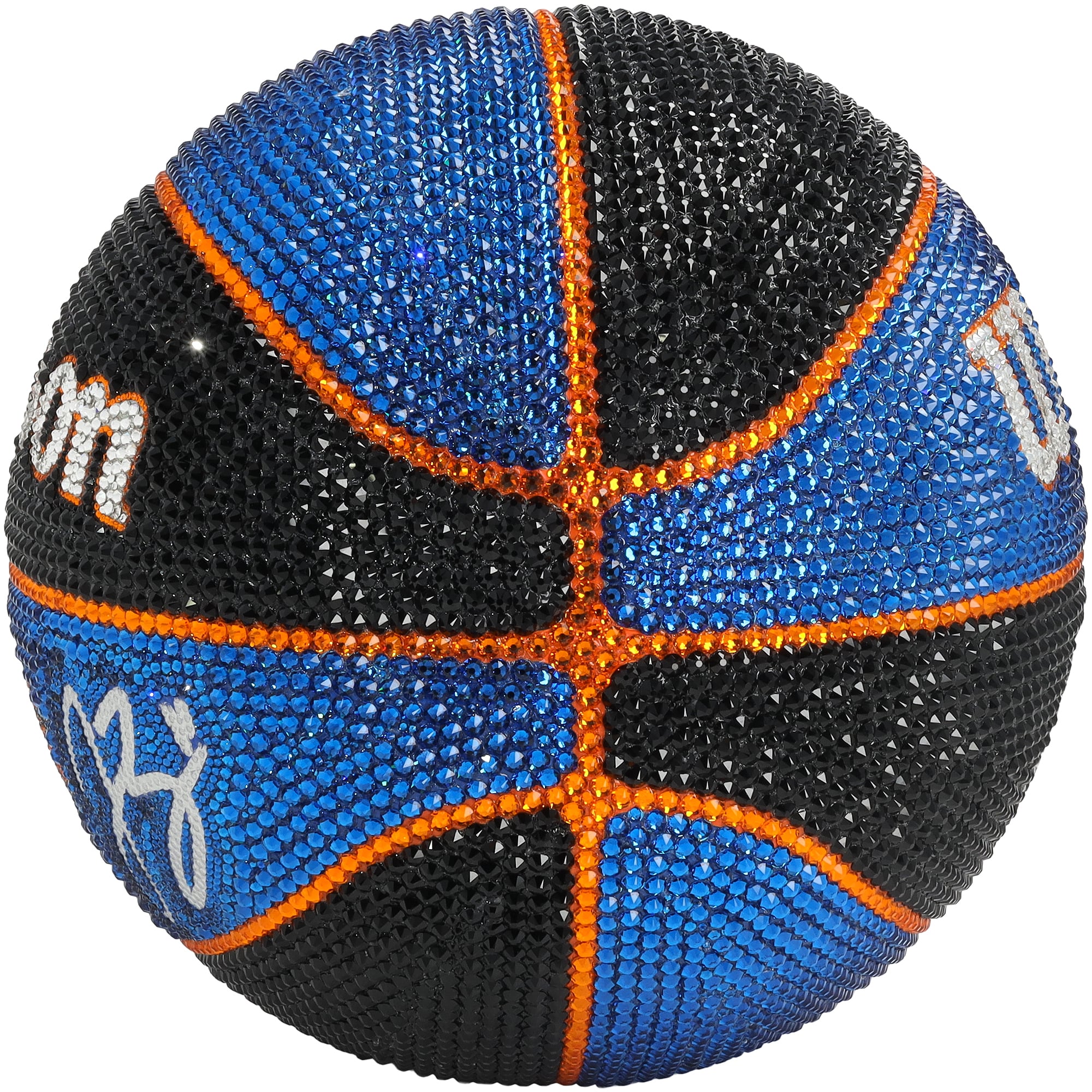 Ballon de basket collector Wilson édition hommage 2023-2024, signé par Jalen Brunson (New York Knicks) et orné de cristaux Swarovski - Illustration par Rock On Sports