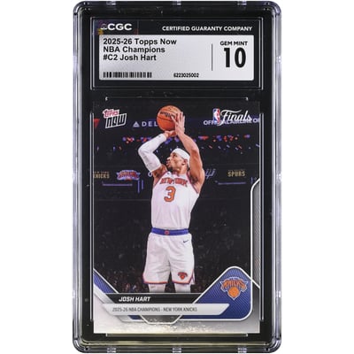 Josh Hart New York Knicks 2025-26 Topps Now 25-26 NBA Champions #C2 CGC Authenticated GEM MINT 10 Card
