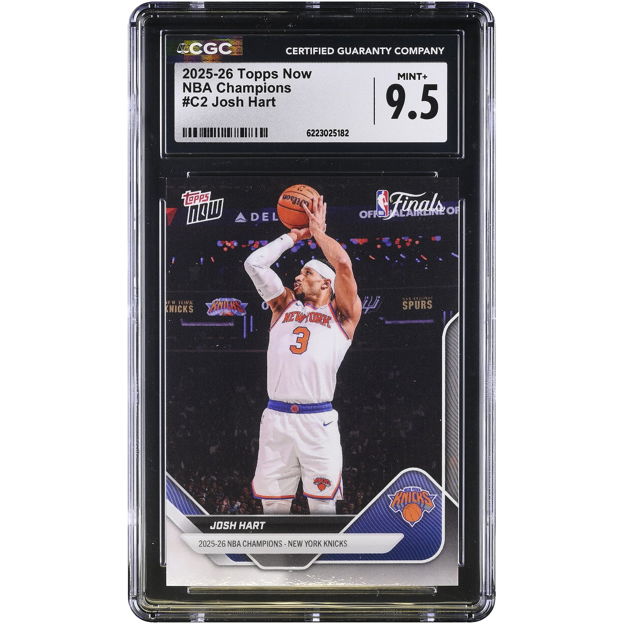 Carte Josh Hart New York Knicks 2025-26 Topps Now Champions NBA #C2 Authentifiée CGC MINT+ 9.5