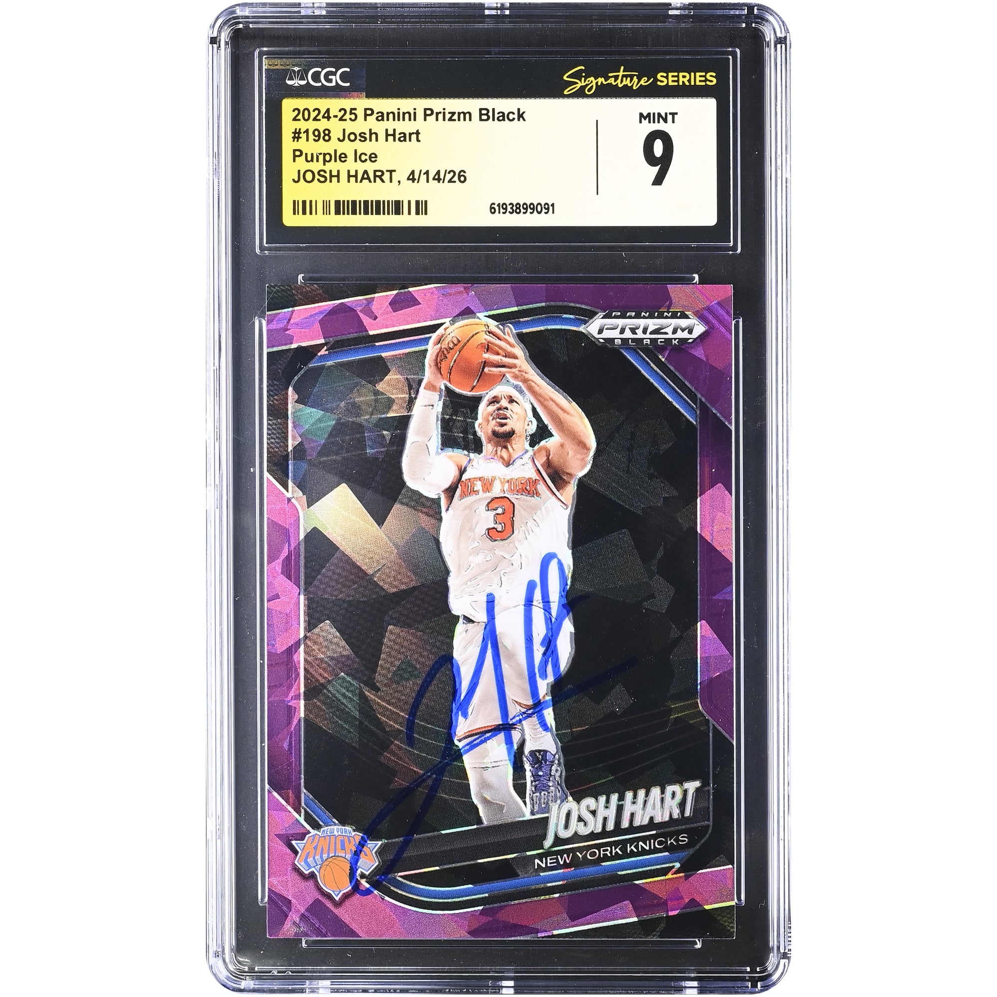 Josh Hart New York Knicks Autographed 2024-25 Panini Prizm Black Purple Ice #198 CGC Fanatics Witnessed Authenticated MINT 9 Card