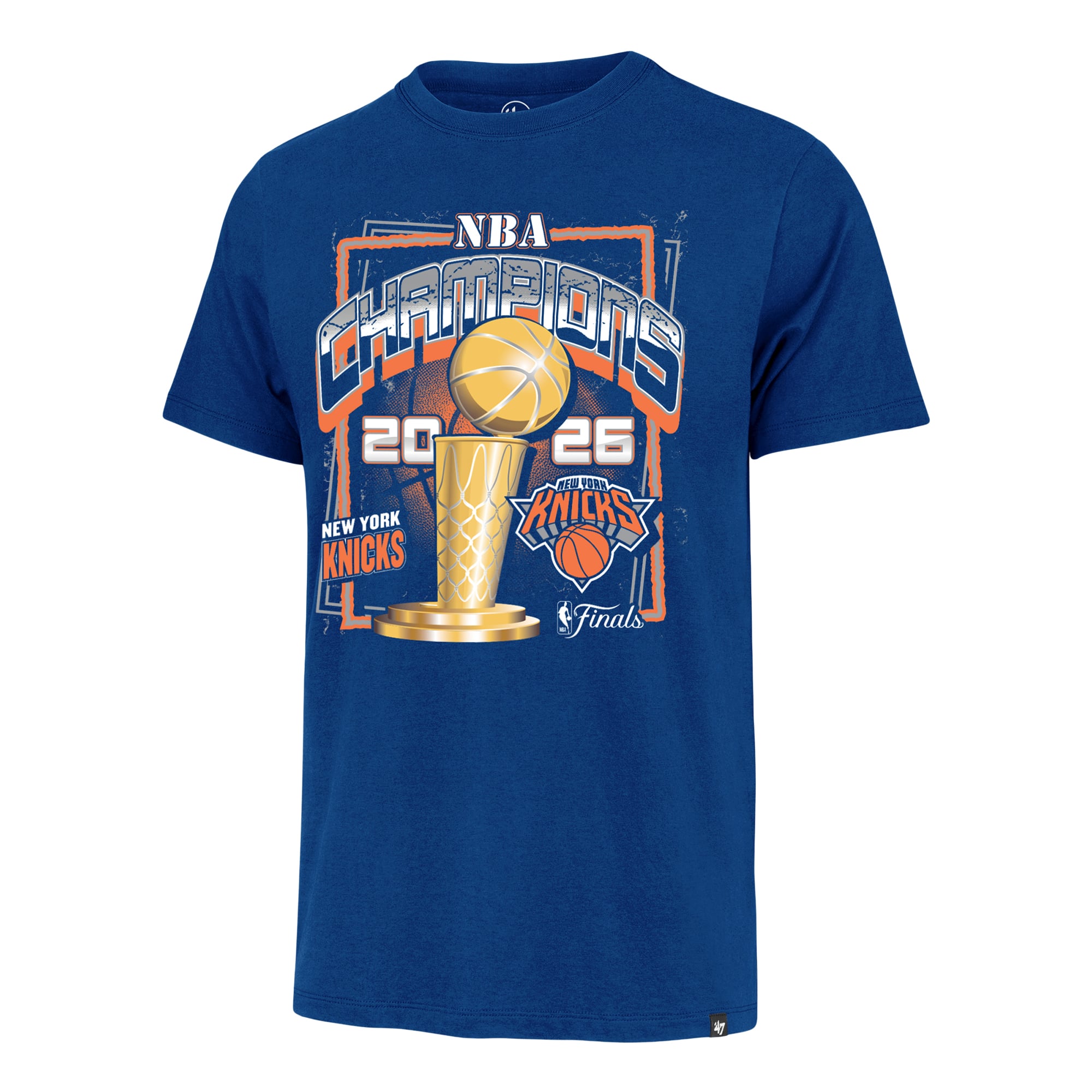 Men's '47 Blue New York Knicks 2026 NBA Finals Champions Franklin T-Shirt