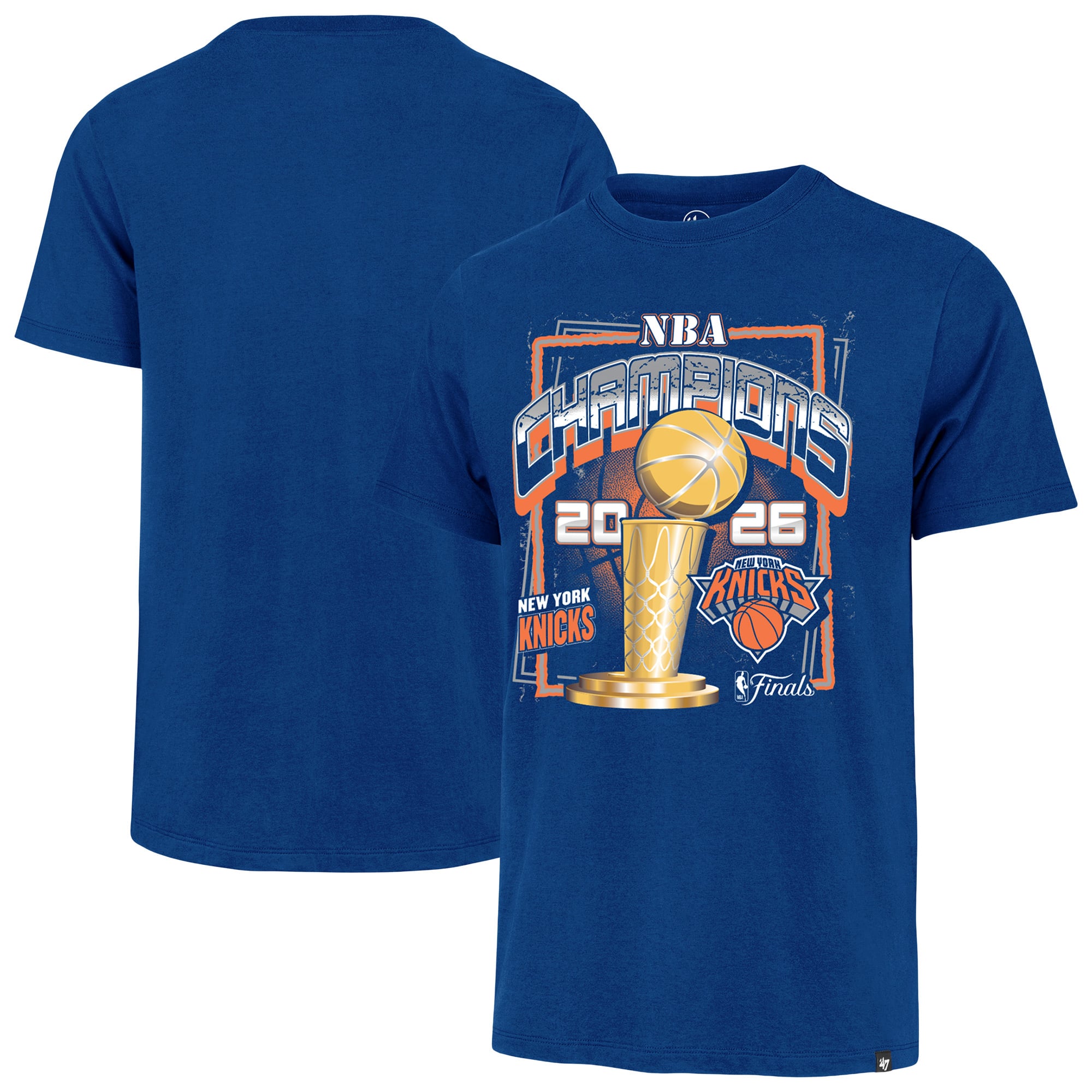 Men's '47 Blue New York Knicks 2026 NBA Finals Champions Franklin T-Shirt