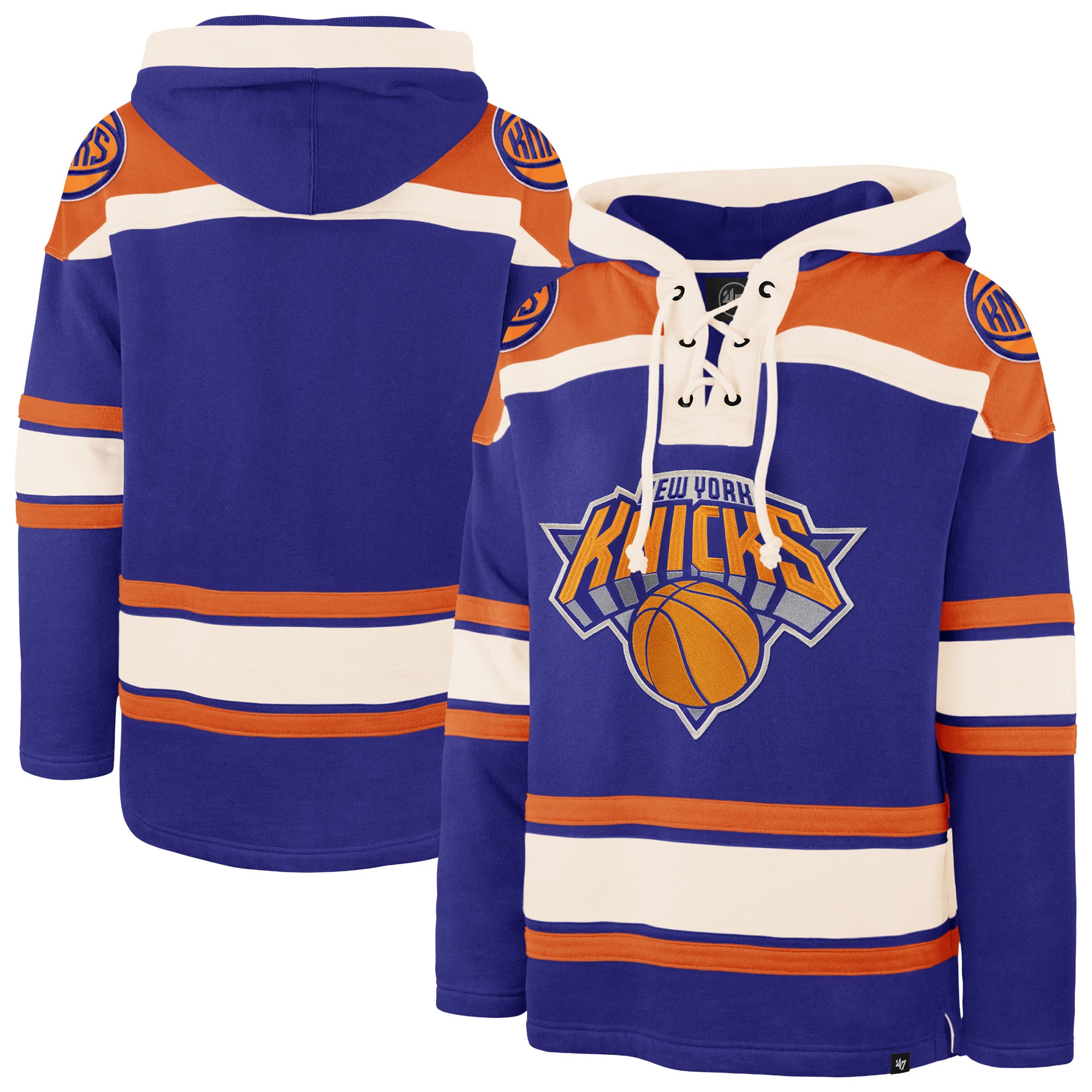Sweat à capuche Lacer bleu New York Knicks pour homme, taille 47, grandes tailles