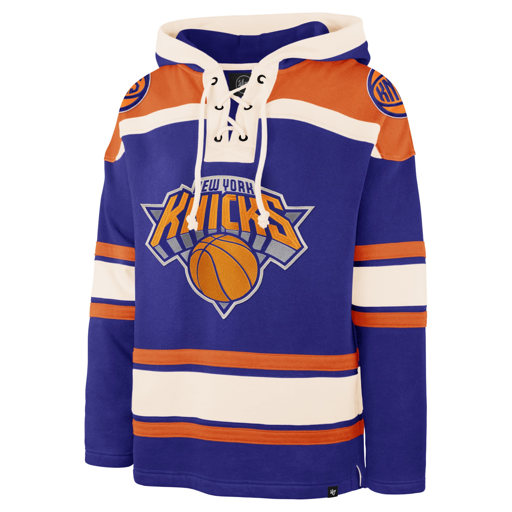 Sweat à capuche Lacer bleu New York Knicks pour homme, taille 47, grandes tailles