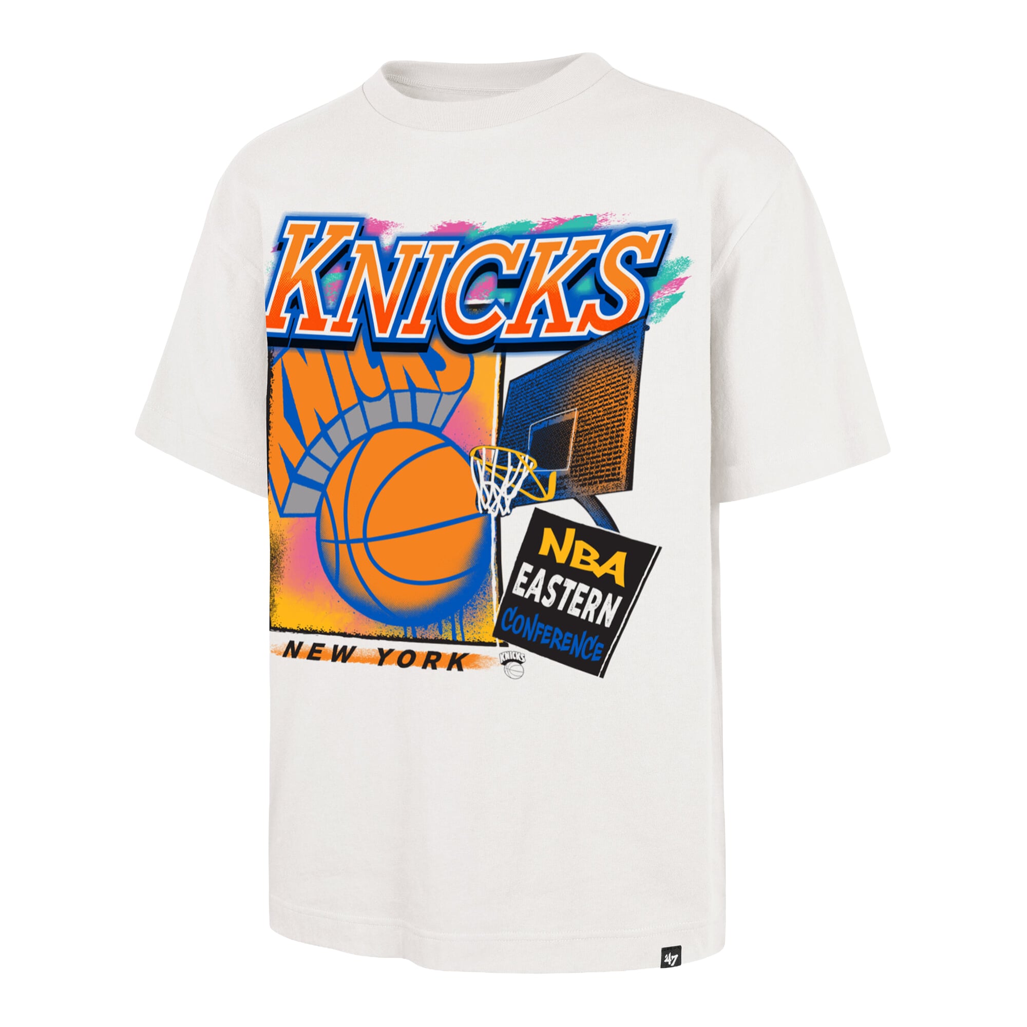 Men's '47  Cream New York Knicks City Paint Reed Foundation T-Shirt