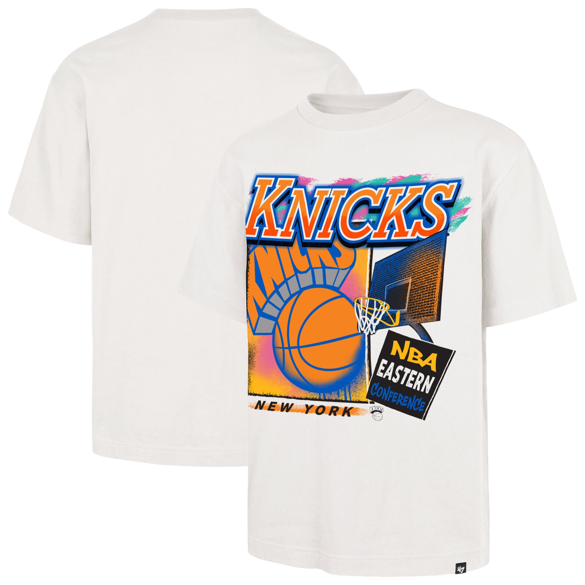 Men's '47  Cream New York Knicks City Paint Reed Foundation T-Shirt