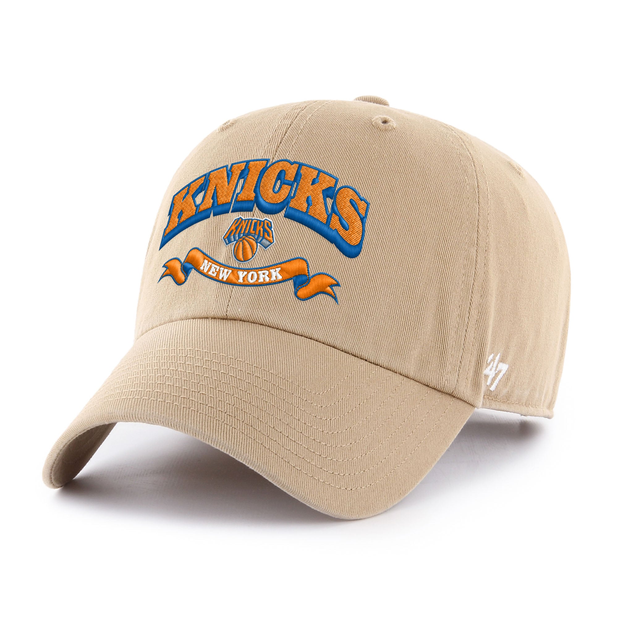 Men's '47 Khaki New York Knicks Fast Break Chase Region Clean Up Adjustable Hat