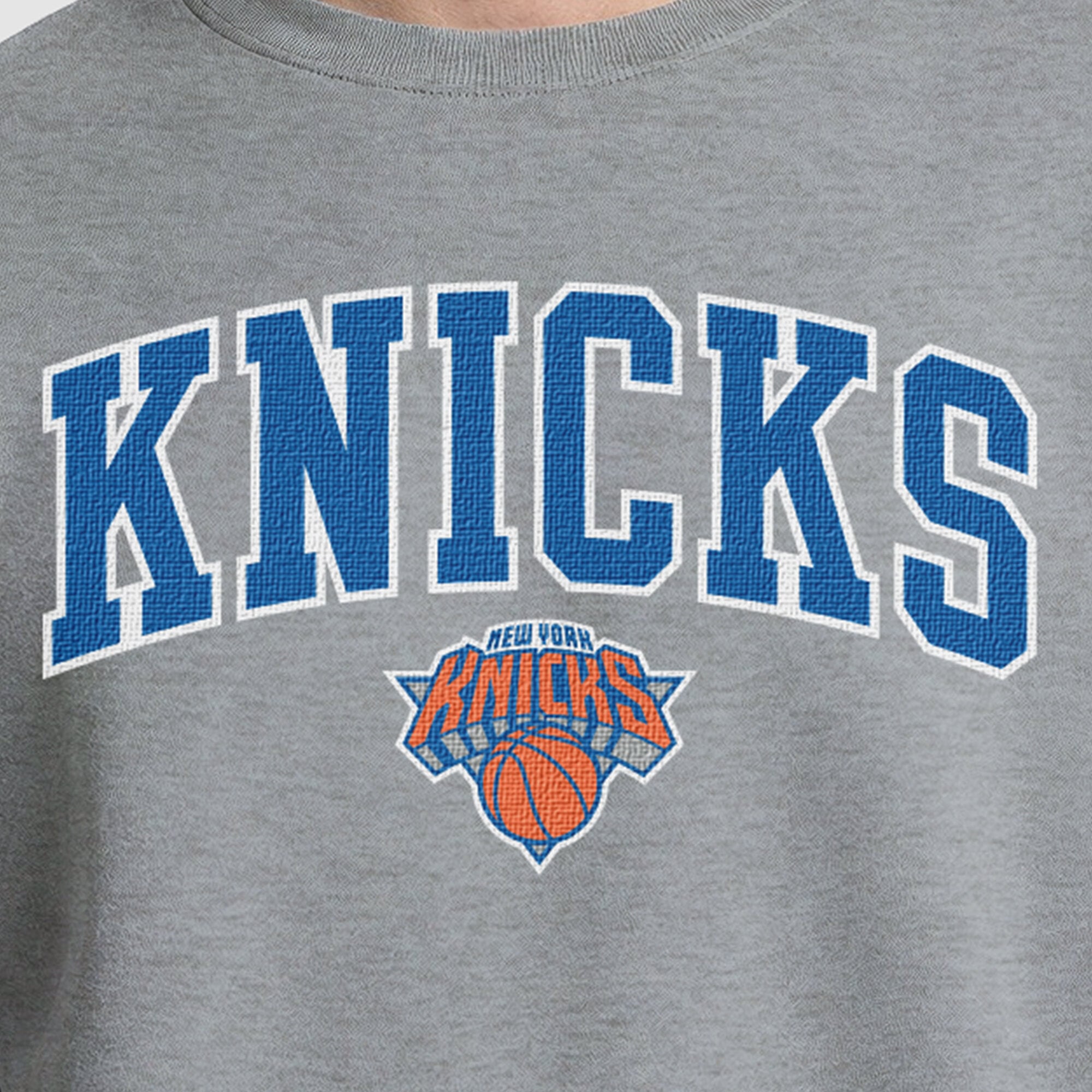 Sweat-shirt à col rond contrasté gris Champion pour homme, New York Knicks