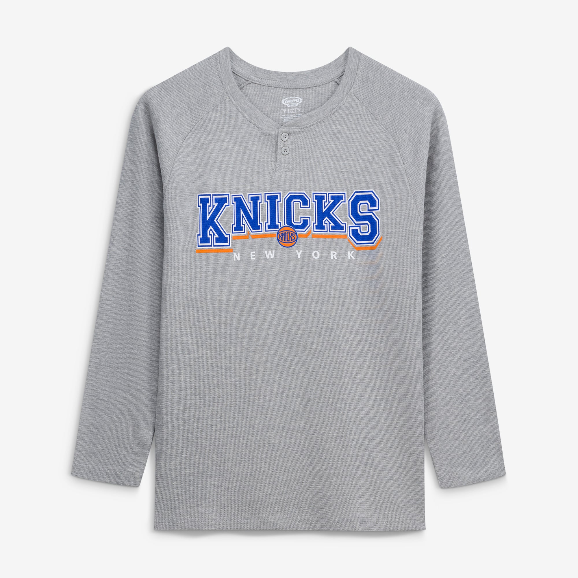 T-shirt Henley à manches longues en tricot thermique Hawthorn des New York Knicks, gris, pour homme