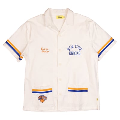 New York Knicks Duvin Designs Co. League Of Leisure Button-Up Cabana Shirt - Cream