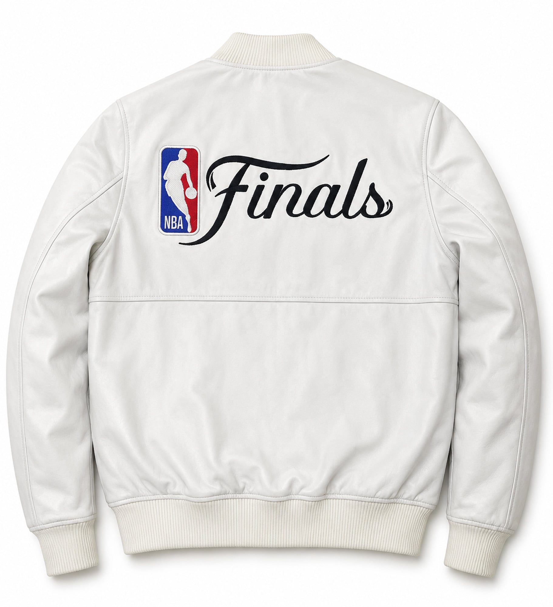 Veste en cuir zippée blanche New York Knicks 2026, champion NBA, pour homme (FISLL)