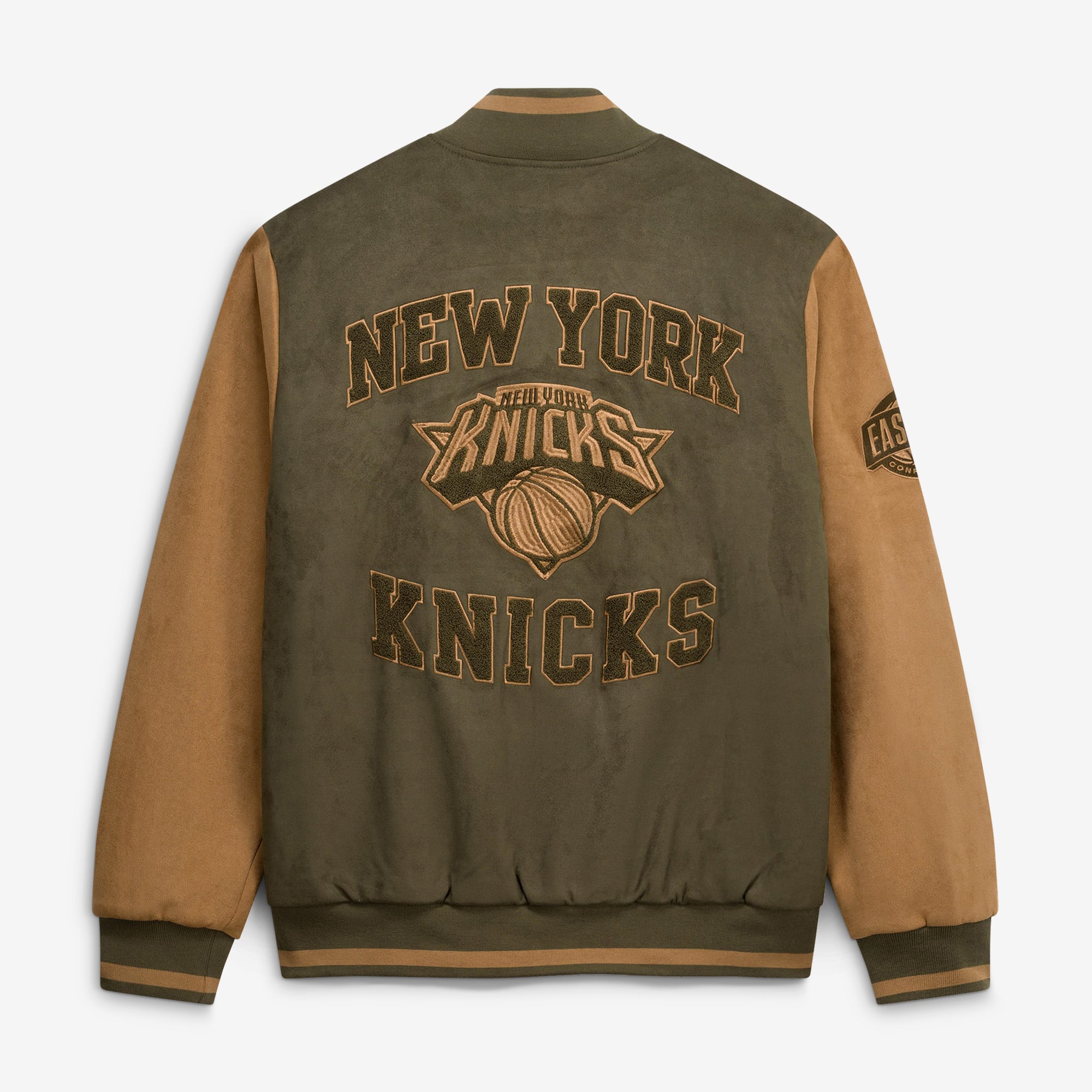 Men's G-III Sports by Carl Banks  Olive New York Knicks Infielder Faux Suede Full-Zip Varsity Jacket