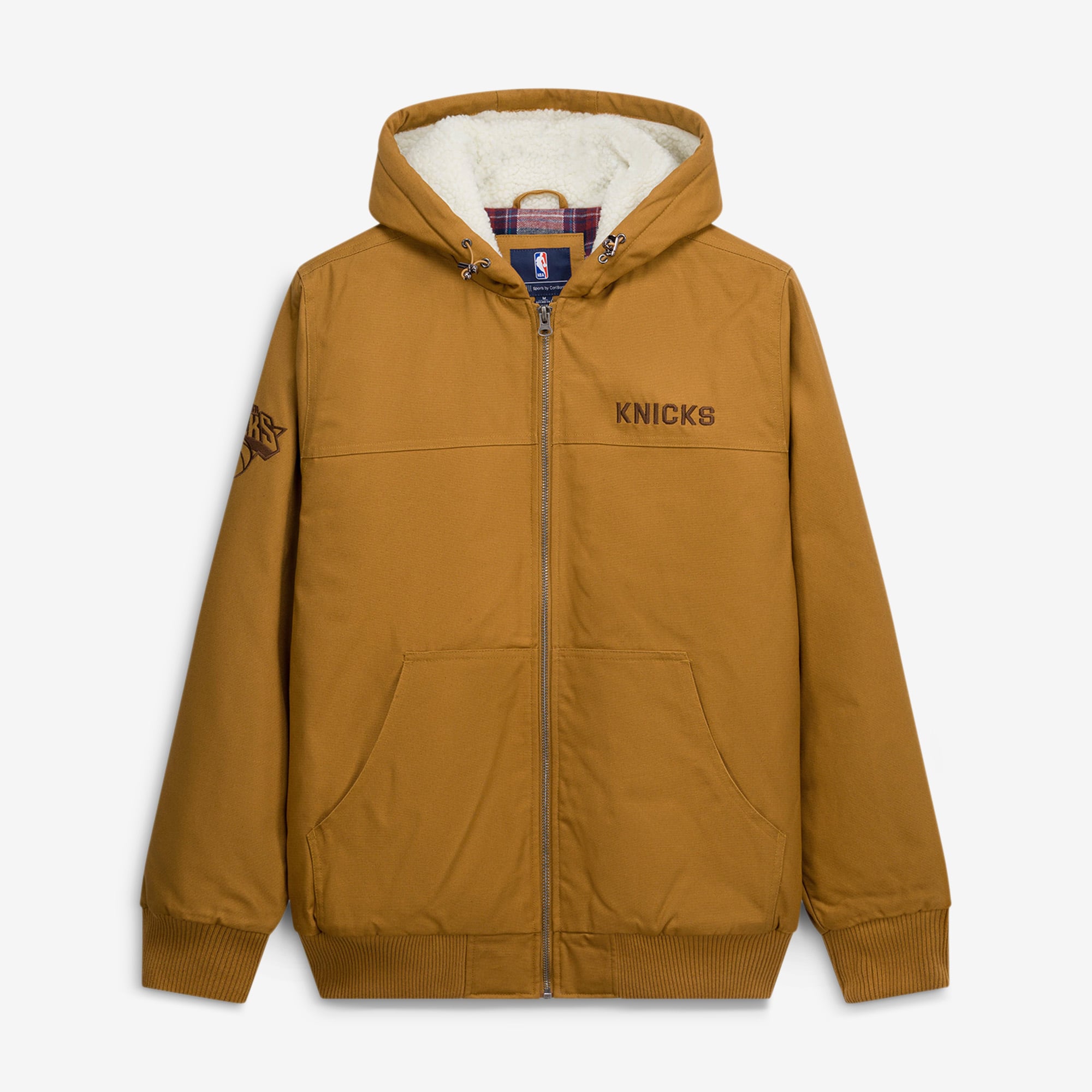 Men's G-III Sports by Carl Banks Tan New York Knicks Build Up Heavy Duck Canvas Full-Zip Hoodie