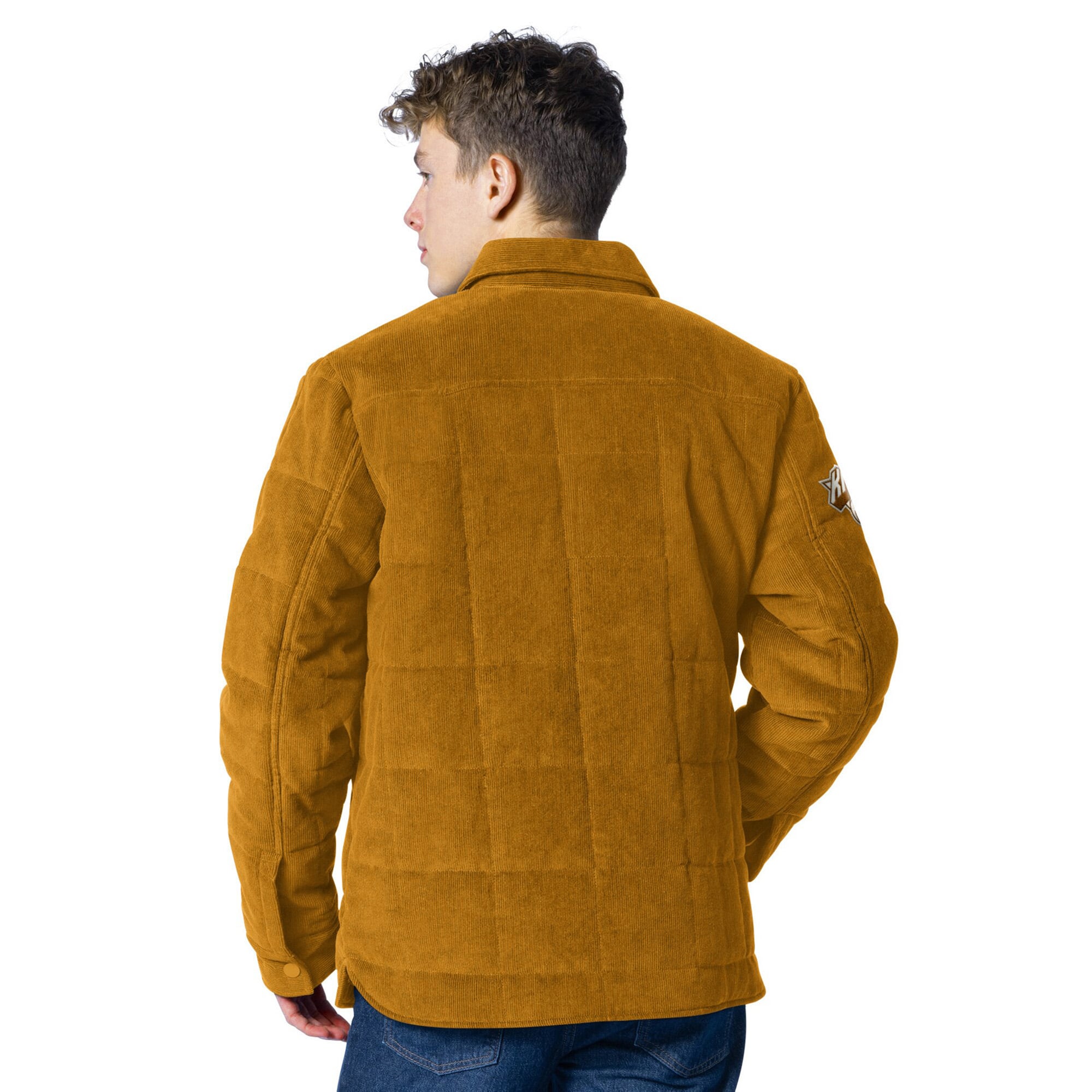 Veste matelassée en velours côtelé Triumph G-III Sports by Carl Banks pour homme, couleur tan, des New York Knicks, avec point de chaînette et boutons-pression