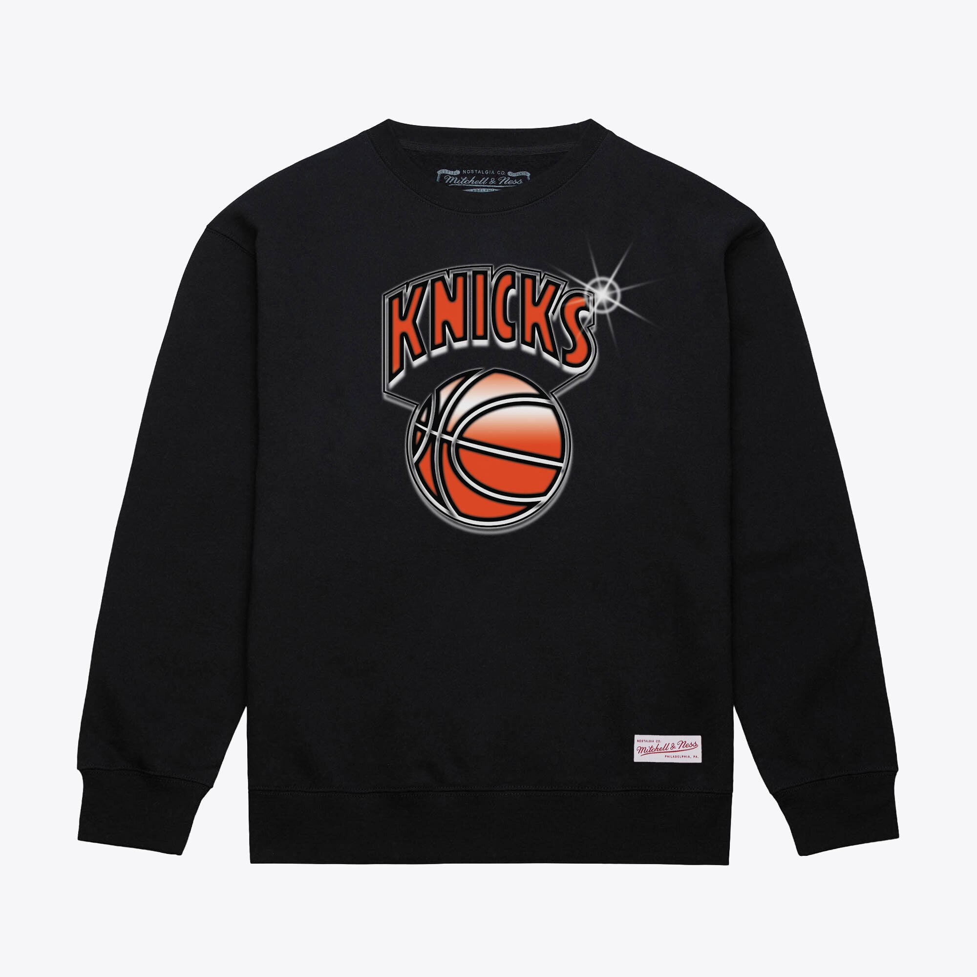 Sweat-shirt Mitchell & Ness noir pour homme, motif aérographe New York Knicks