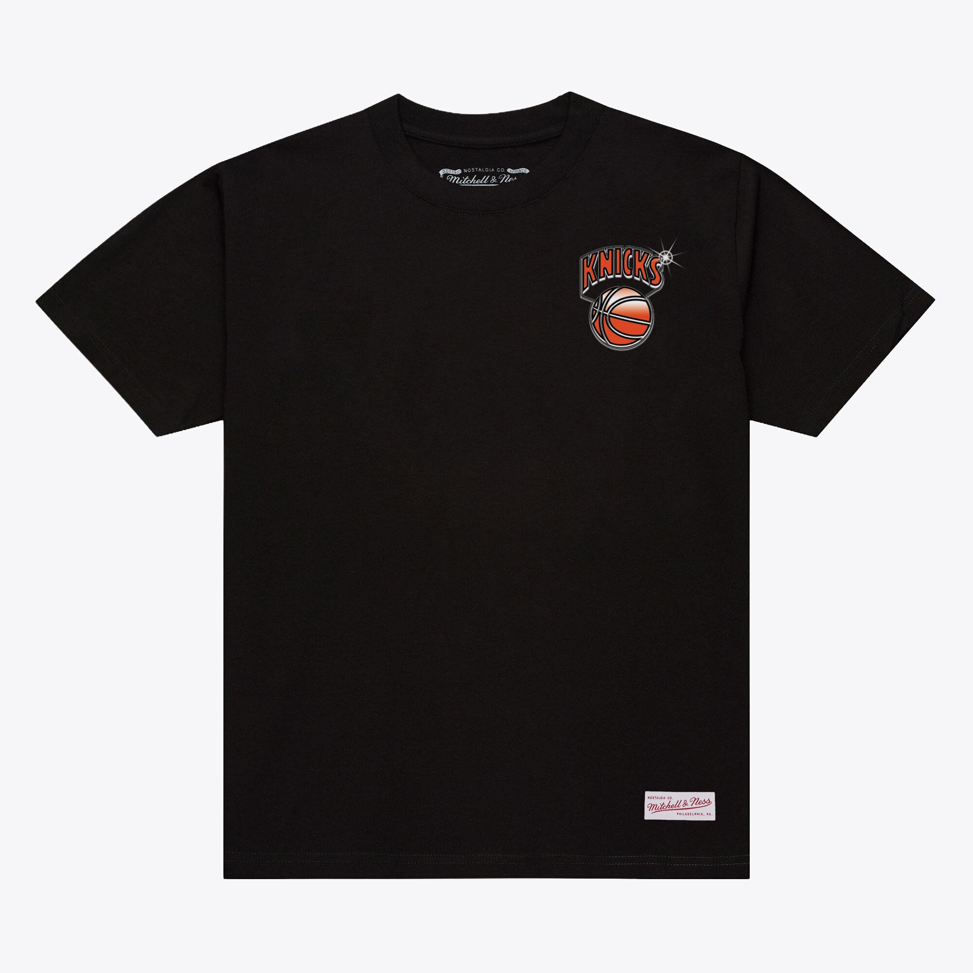 T-shirt Mitchell & Ness noir pour homme, motif New York Knicks, effet aérographe