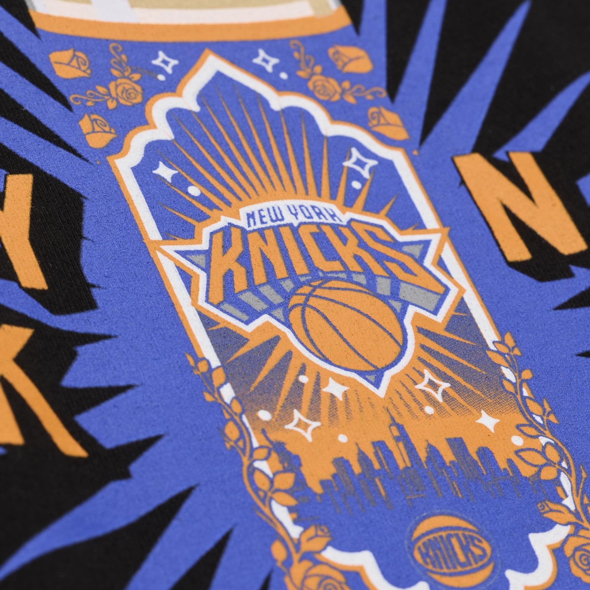 T-shirt à bougie noir Mitchell & Ness New York Knicks pour homme