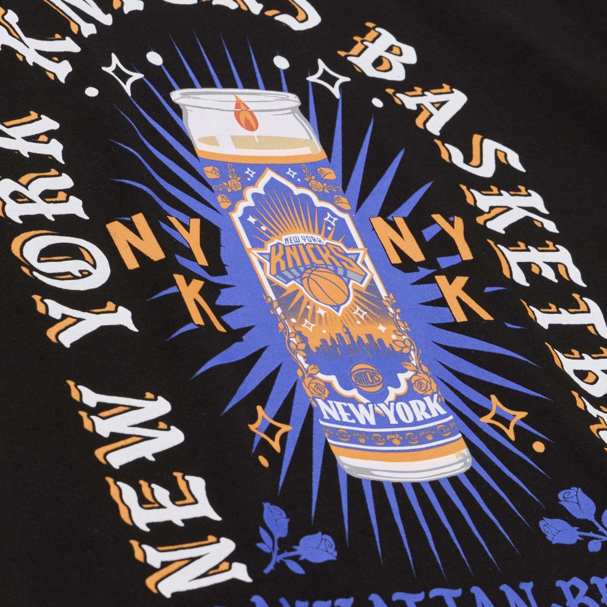T-shirt à bougie noir Mitchell & Ness New York Knicks pour homme