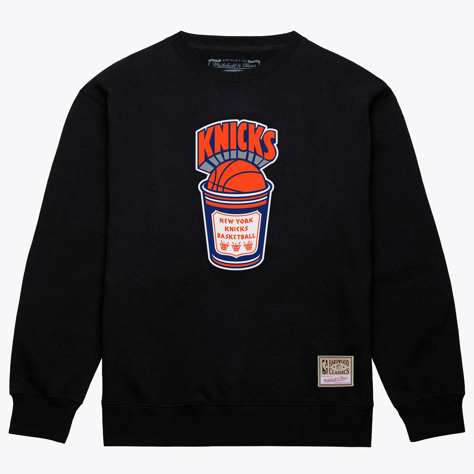 Sweat-shirt Mitchell & Ness noir pour homme, motif tasse de café des New York Knicks