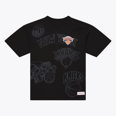  New York Knicks Mitchell & Ness Sketch Logos T-Shirt - Black