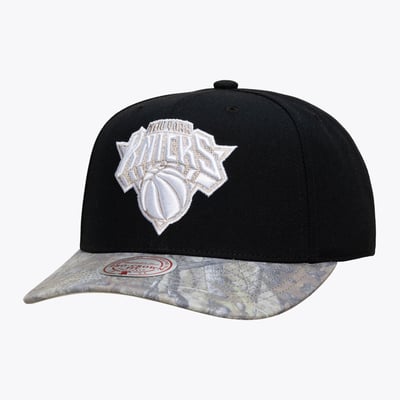  New York Knicks Mitchell & Ness Midnight Timber Pro Crown Adjustable Hat - Black/Camo