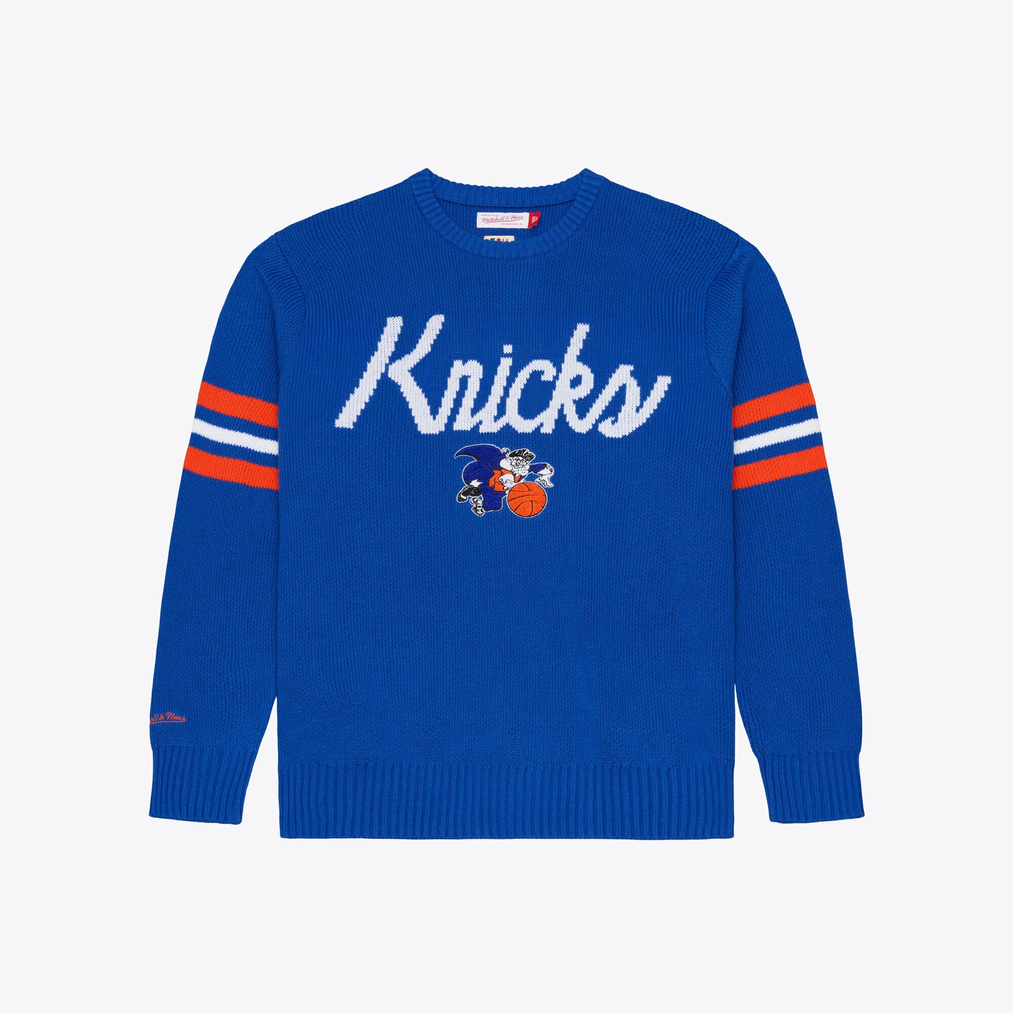Pull Mitchell & Ness bleu pour homme, modèle entraîneur-chef des Knicks de New York.