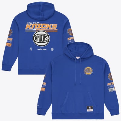 New York Knicks Mitchell & Ness  Triple Check Fleece Hoodie - Blue