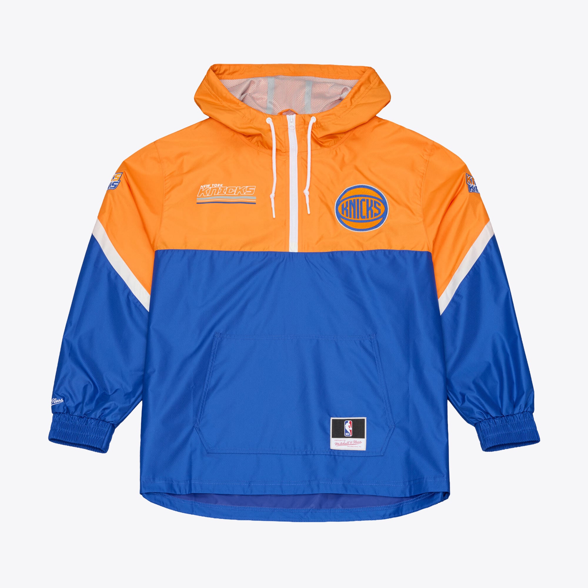 Veste coupe-vent demi-zip Mitchell & Ness bleue à carreaux triple motif New York Knicks pour homme