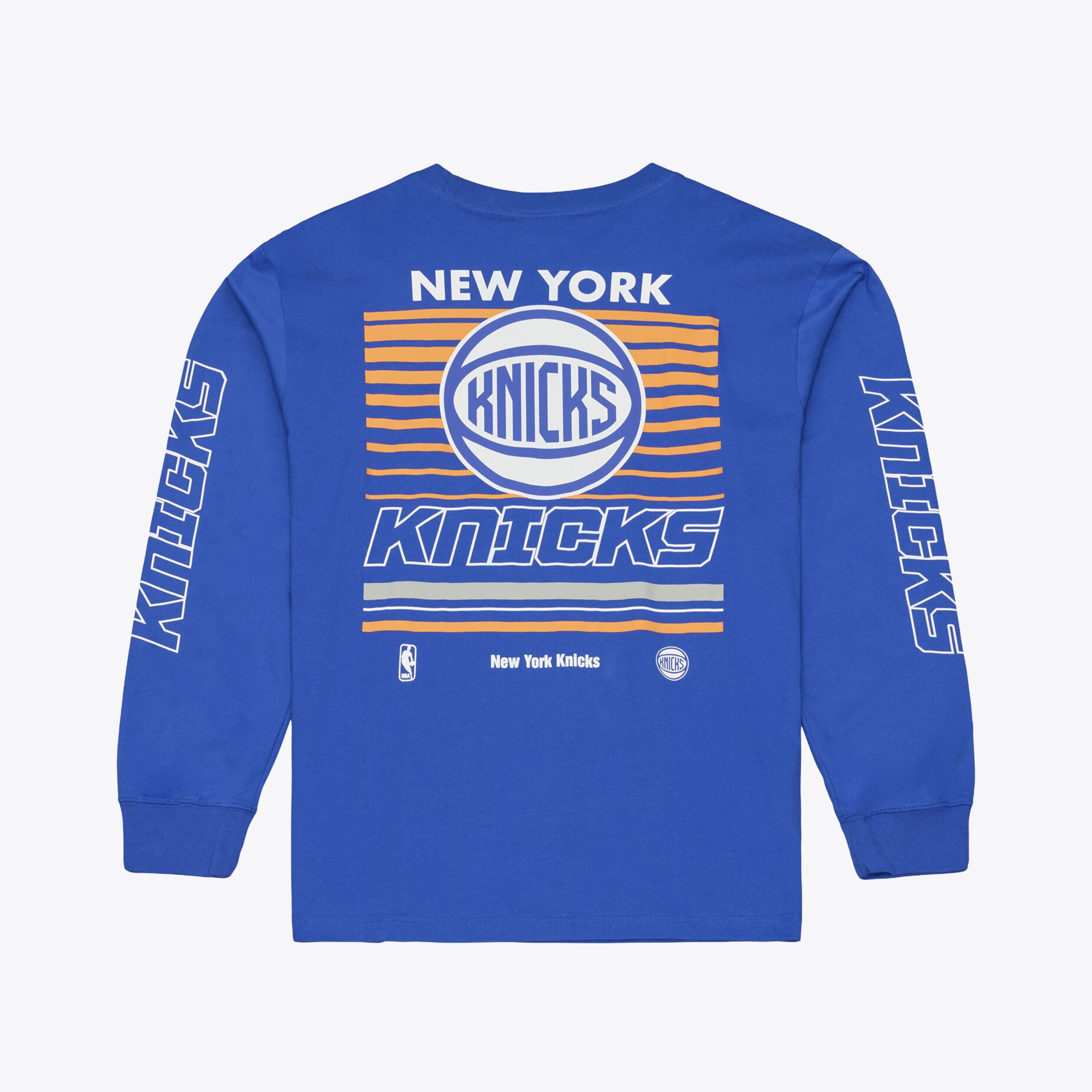T-shirt à manches longues Mitchell & Ness bleu New York Knicks triple carreau pour homme