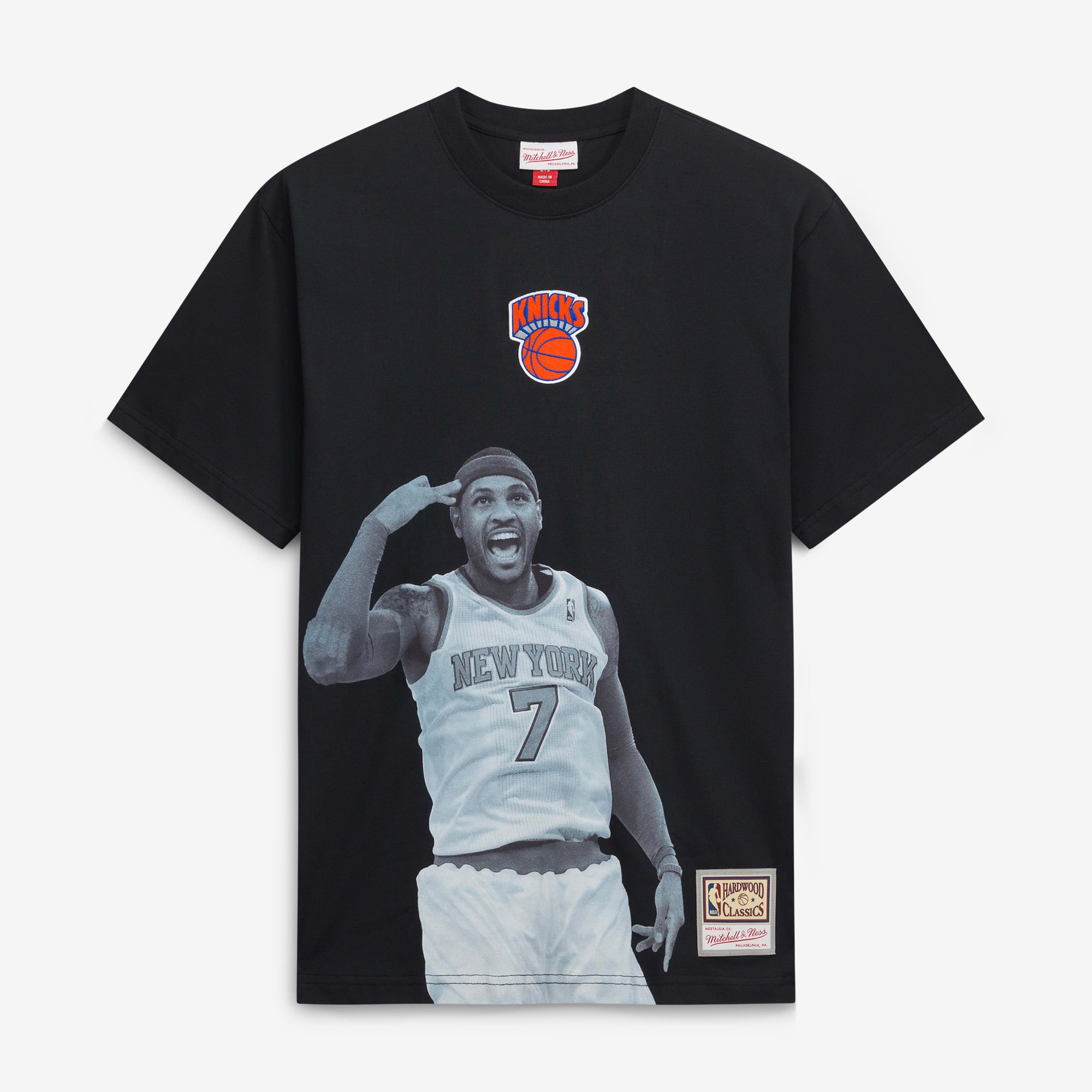 T-shirt Mitchell & Ness Carmelo Anthony noir New York Knicks Hardwood Classics pour homme