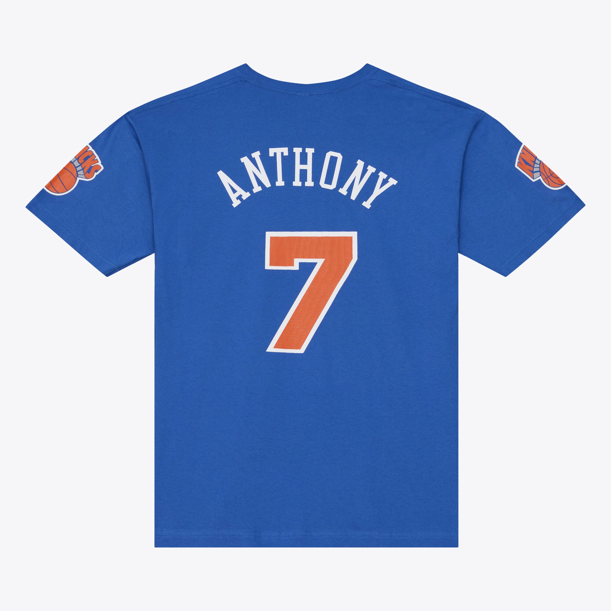Men's Mitchell & Ness Carmelo Anthony Blue New York Knicks Hardwood Classics Name Number Classic T-Shirt