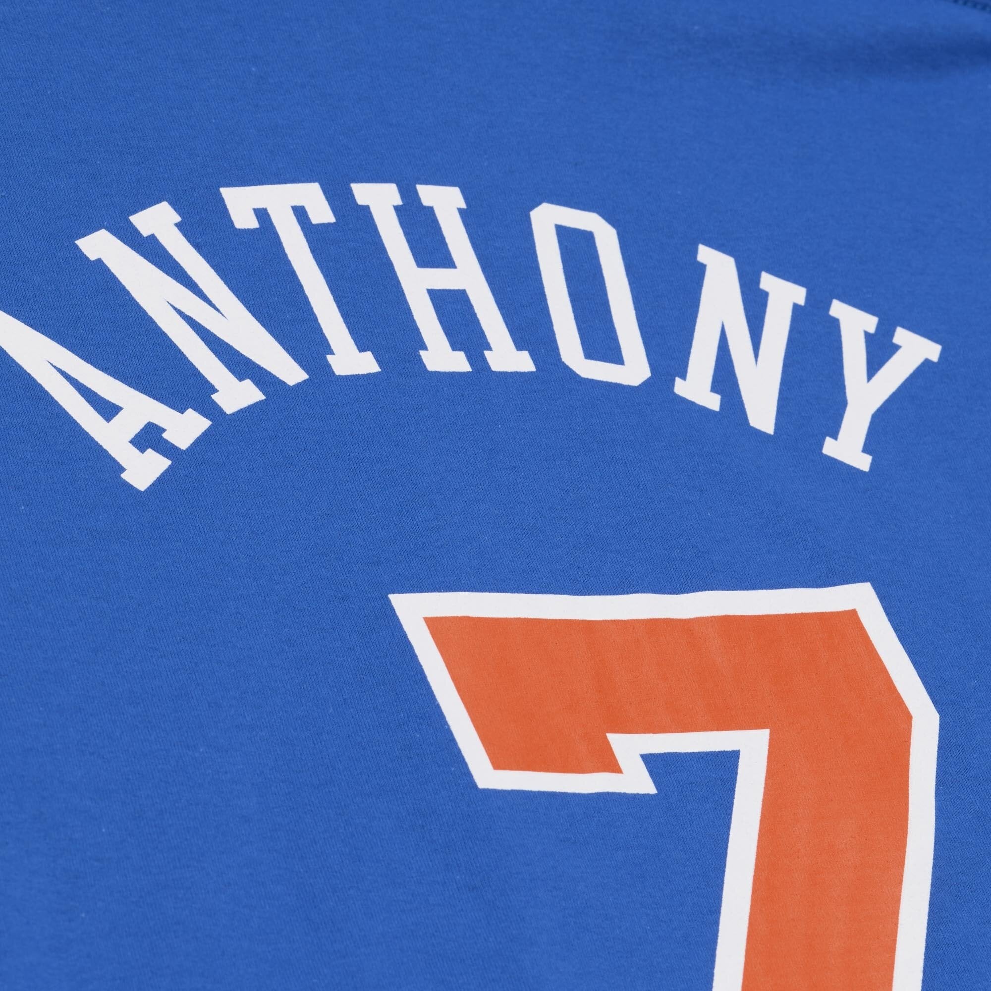 Men's Mitchell & Ness Carmelo Anthony Blue New York Knicks Hardwood Classics Name Number Classic T-Shirt