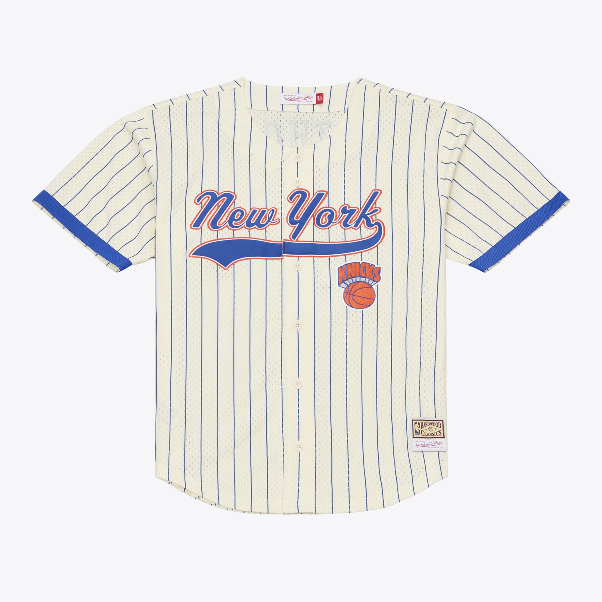 Maillot Mitchell & Ness Carmelo Anthony crème New York Knicks Hardwood Classics pour homme, en maille et à boutons.