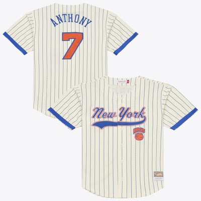 Carmelo Anthony New York Knicks Mitchell & Ness Hardwood Classics Player Mesh Button-Front Jersey - Cream