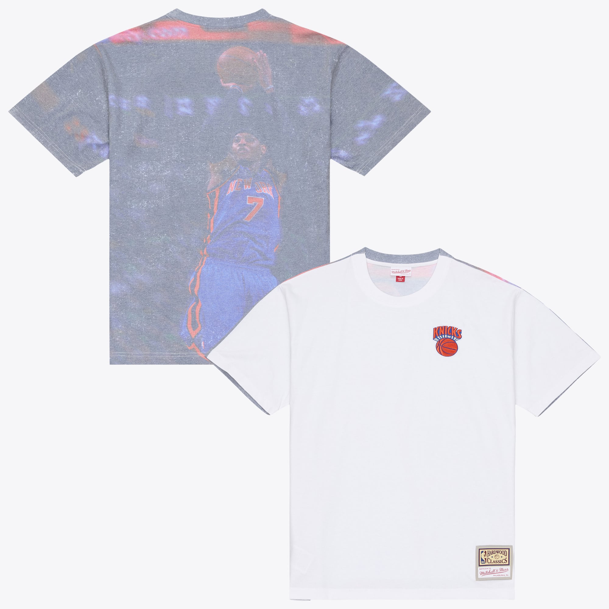 T-shirt sublimé Mitchell & Ness Carmelo Anthony White New York Knicks Hardwood Classics pour homme