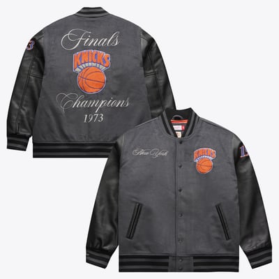  New York Knicks Mitchell & Ness Legacy Made Varsity Full-Snap Jacket - Charcoal