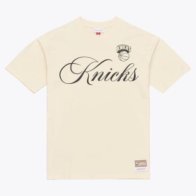  New York Knicks Mitchell & Ness Hardwood Classics Cookies & Cream T-Shirt - Cream