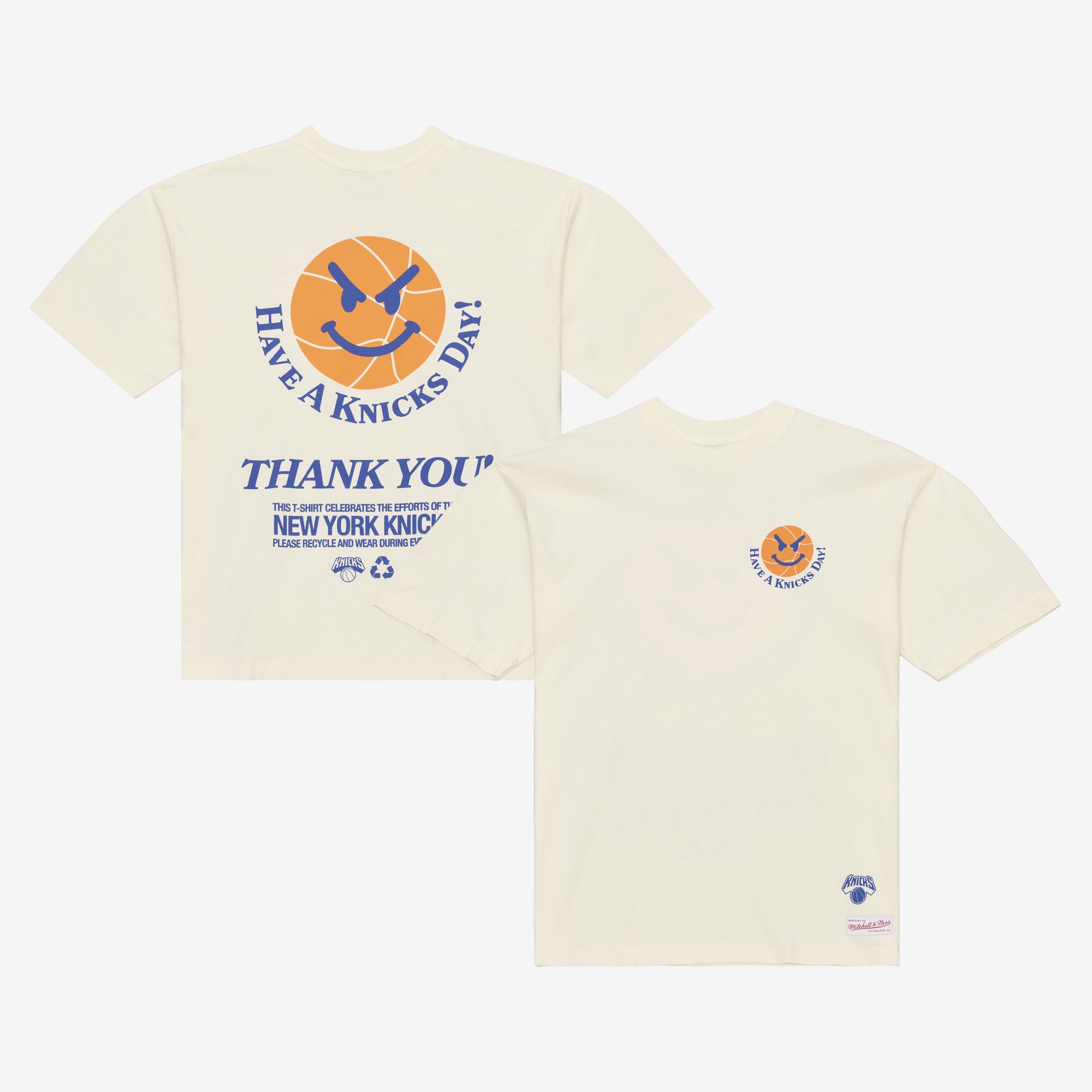 T-shirt Mitchell & Ness crème pour homme New York Knicks « Have a Day »