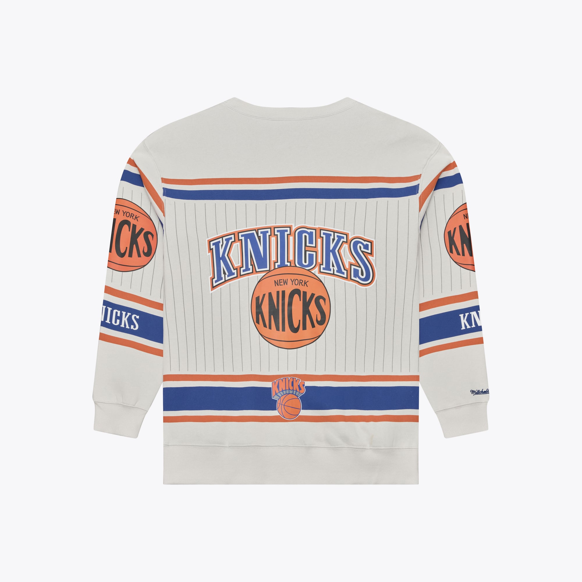 Sweat-shirt à col rond en polaire Mitchell & Ness gris New York Knicks Hardwood Classics Too Maxxed pour homme