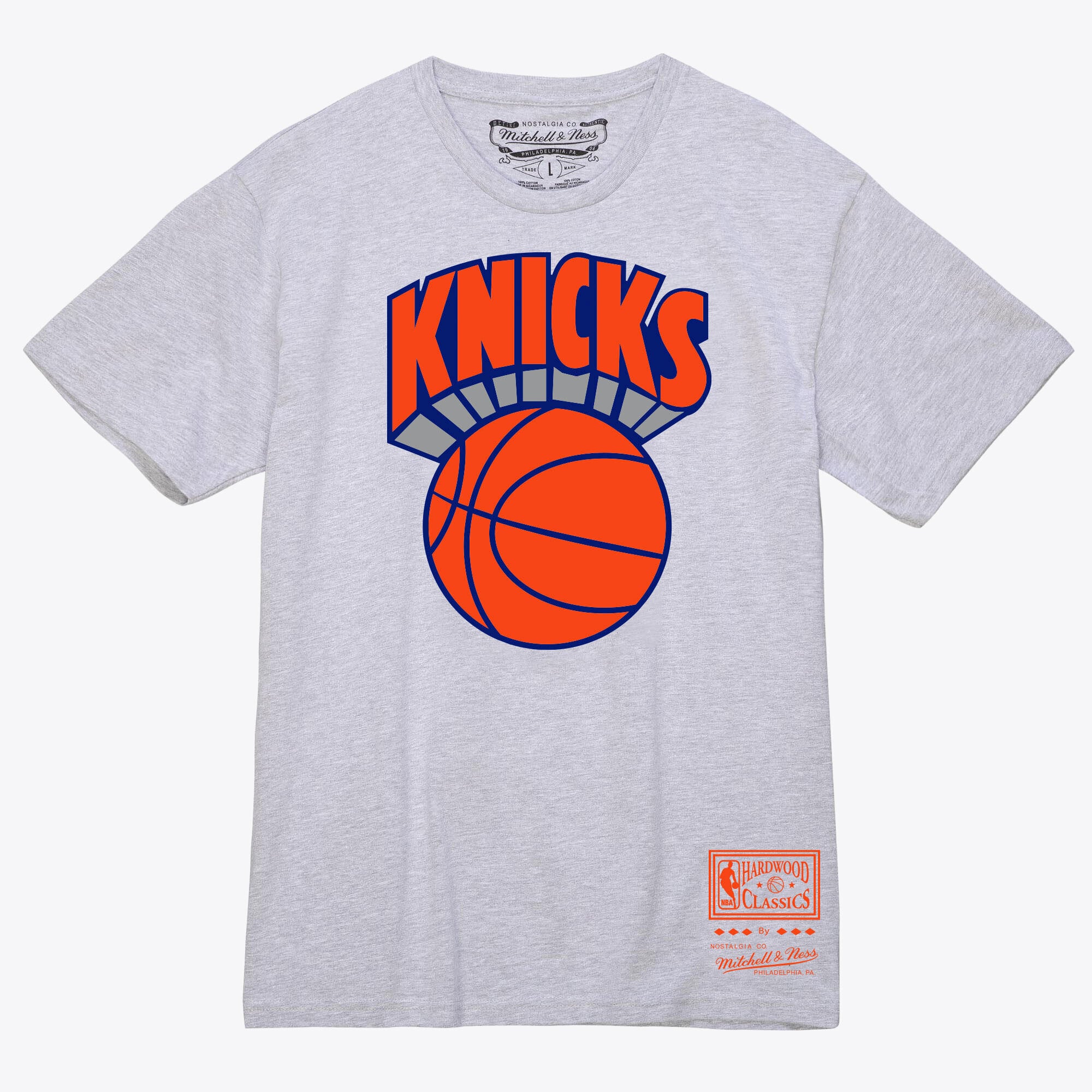 T-shirt Mitchell & Ness pour homme, gris chiné, logo basique des New York Knicks
