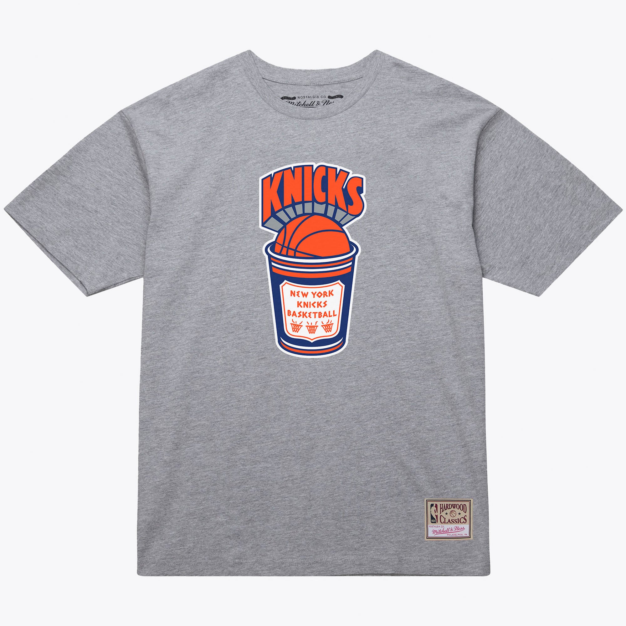 T-shirt Mitchell & Ness blanc pour homme, motif tasse à café New York Knicks
