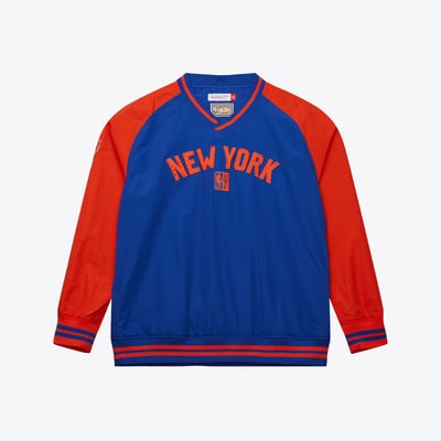  New York Knicks Mitchell & Ness Classic V-Neck Raglan Pullover - Royal