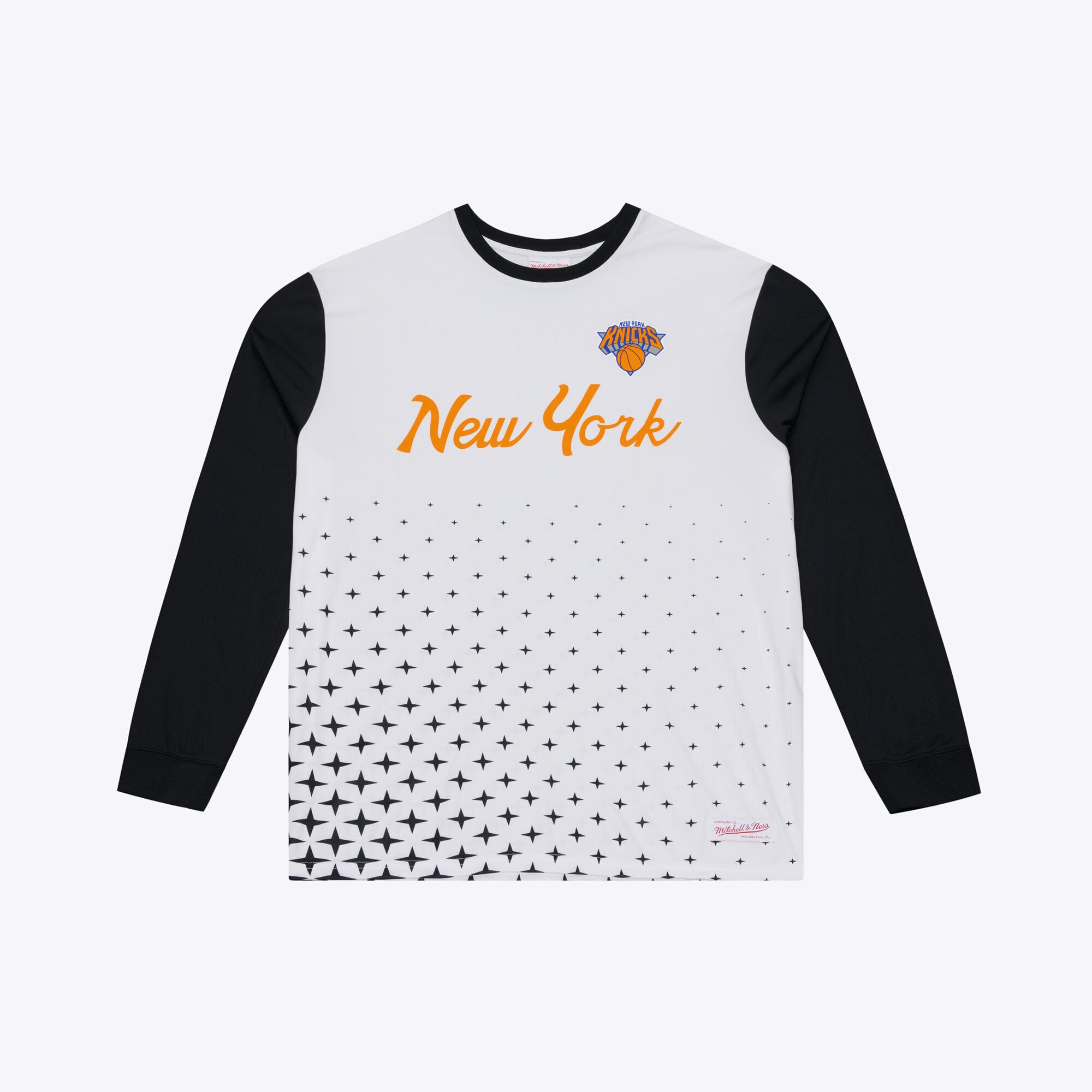Men's Mitchell & Ness White New York Knicks Long Sleeve Polo Jersey